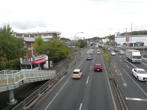 国道24号線を跨いで