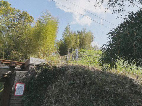 古墳を電車が通過